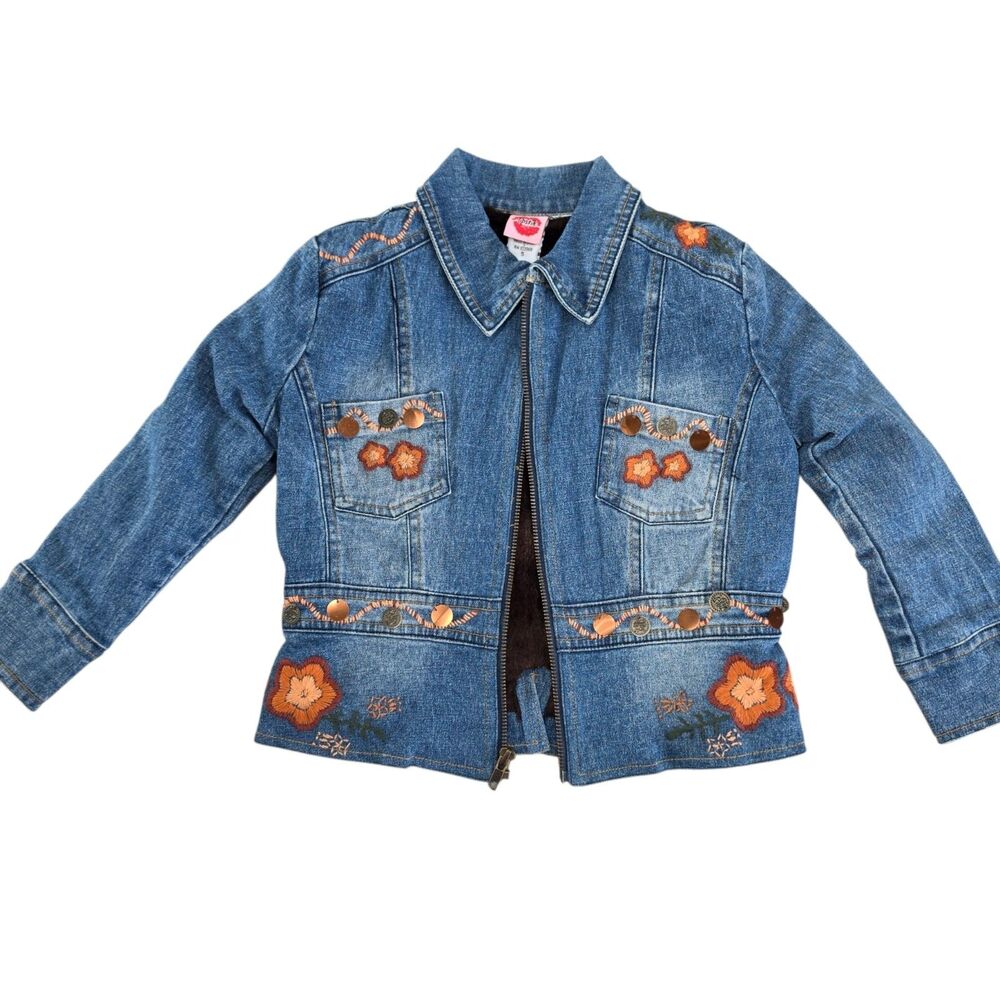 Lipstik Girls Boho Denim Outfit Size 5 Jacket Skirt Top Boho Boutique Sample Y2K - Picture 2 of 16